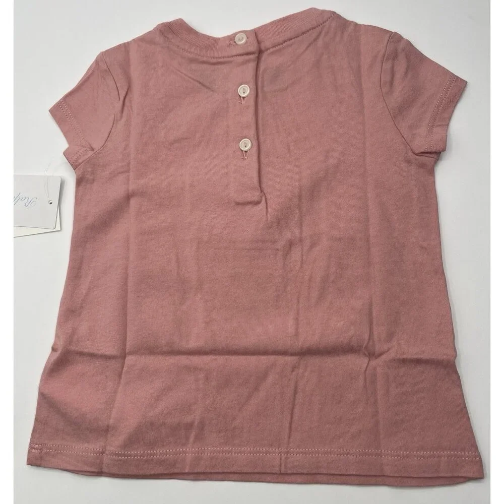 Ralph Lauren Shirt Girls‎ Baby Size 12 Months Polo Bear Pink Short Sleeve Preppy